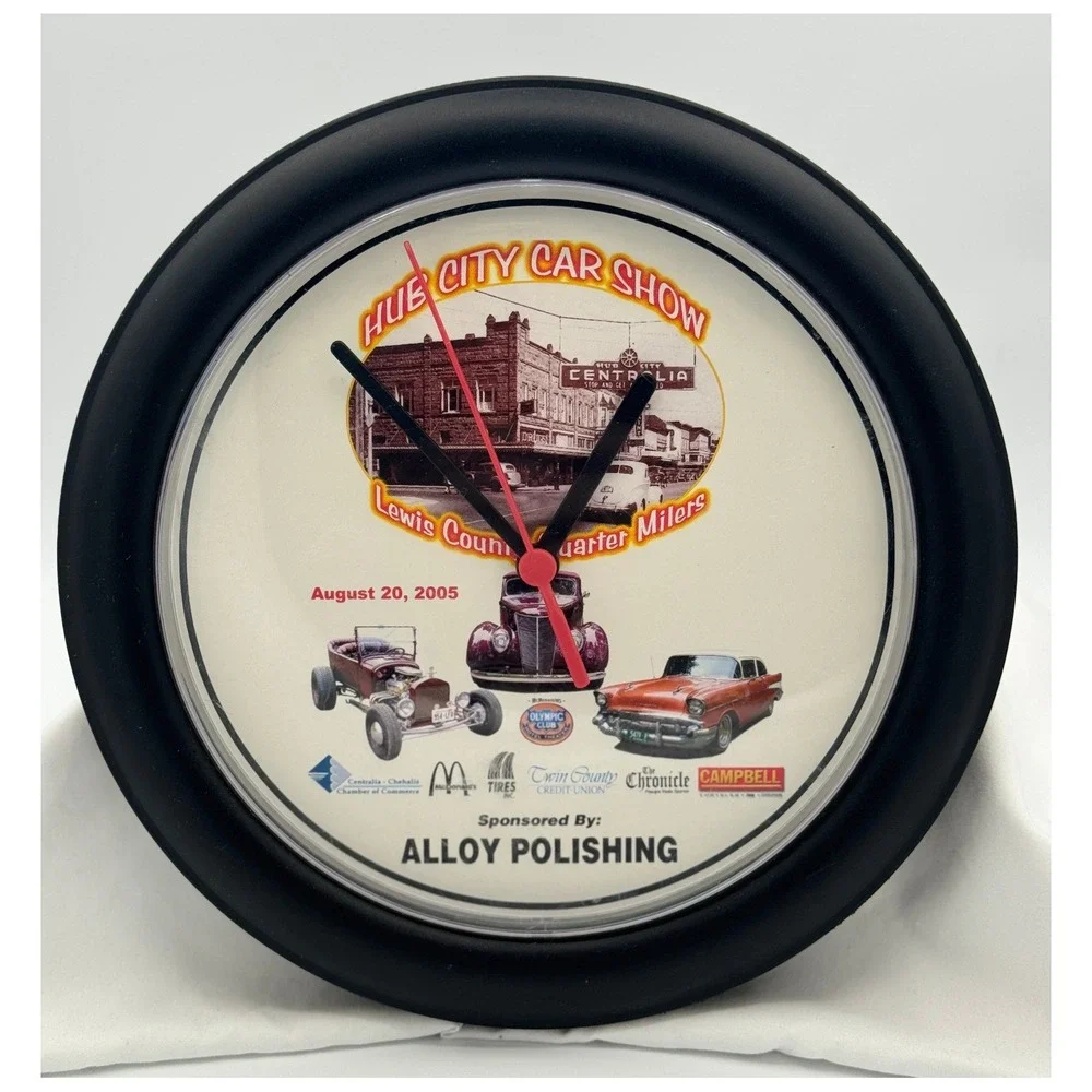 Vintage 2005 Hub City Car Show Clock - Tested - Lewis County Quarter Milers